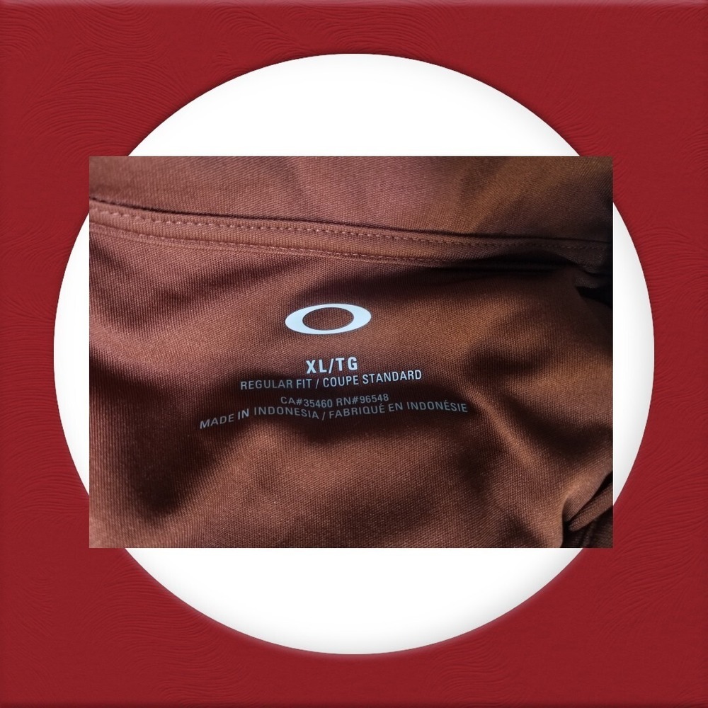 Oakley Red Horizon Polo 1/4 Button Short Sleeve Polo Ohydrolix Moisture XL Men - Picture 9 of 9